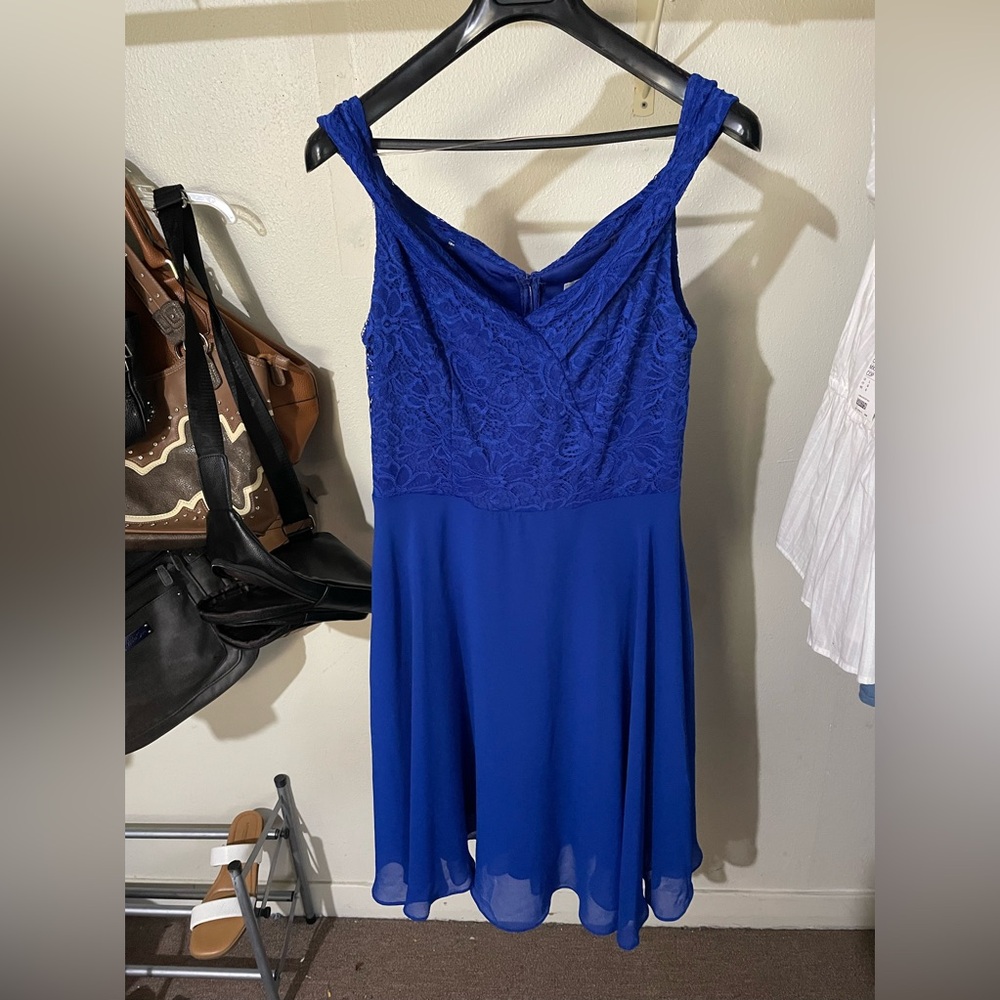 Bbonlinedress off shoulder prom Dress swing formal party Dress Royal blue L